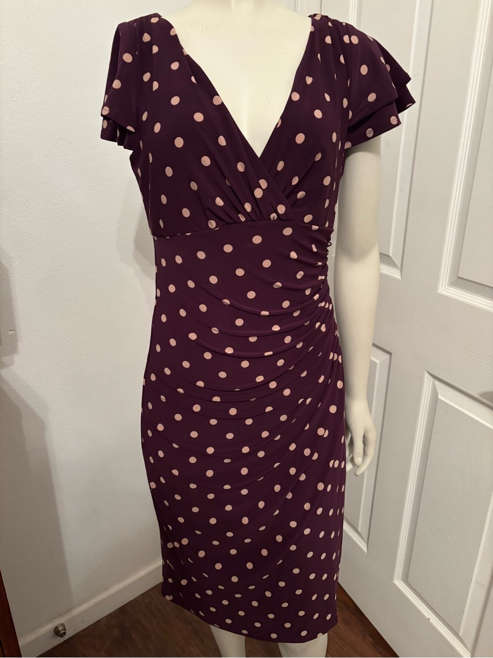 Lauren Ralph Lauren purple polka dot jersey dress 6